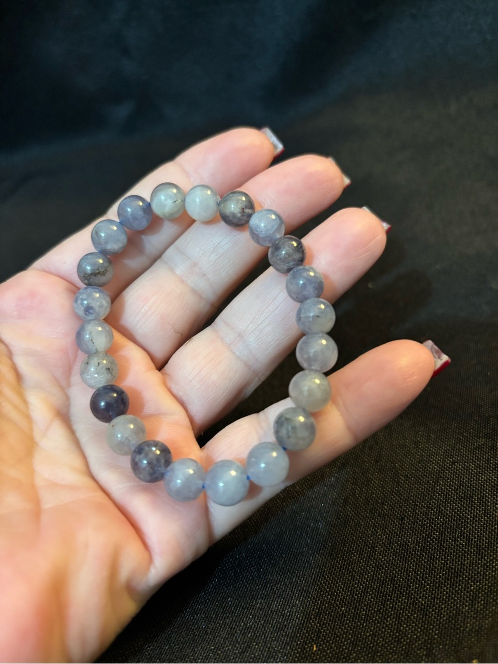 Natural Blue Quartz Bead Stretch Bracelet - Women Jewelry